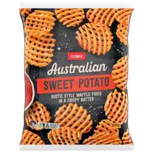 500 Coles Sweet Potato Waffle - Coles Frozen Sweet Potato Waffle Fries 500g.