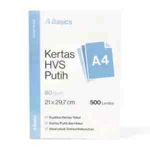 Kertas HVS A4 80 Gsm Putih A Basics 1rims - pHVS Kertas Putih A4 80 gsm 1 Rim dari A Basics