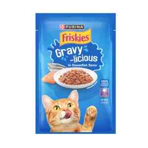 Friskies Cat Gravy Ocean Fish Pouch 70g - Dive into deliciousness with tender ocean fish in