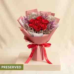 Classic Eternity Preserved Red Roses Bouquet - Express your love with this elegant bouquet featur
