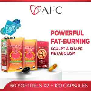 AFC LipoDOWN2 24Hr 60s x 2  ActiveSLIM Burn  Shape 120s 73771 - AFC Weight Management Packset consists of LipoDOWN