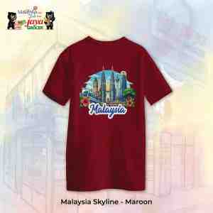 JS Apparel - Malaysia Skyline Maroon-XL - Wear the spirit of Malaysia Features a vibrant il