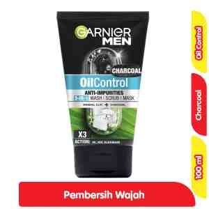 Garnier Men Oil Control Pembersih Wajah 3 in 1 Charcoal Anti Komedo 100 ml - Garnier Men Oil Control Pembersih Wajah 3 in 1...
